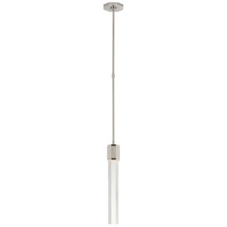 Lauren Rottet for Visual Comfort Signature Fascio Single Pendant in Polished Nickel with Crystal For Sale