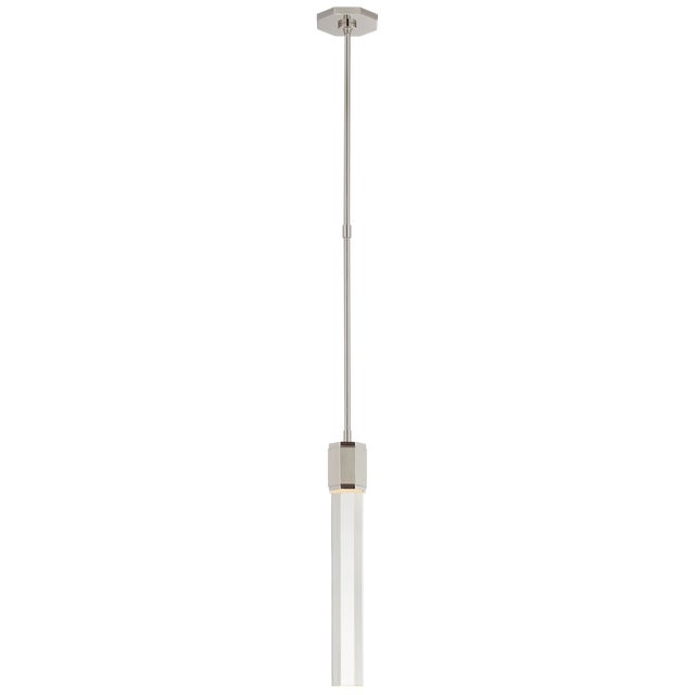 Lauren Rottet for Visual Comfort Signature Fascio Single Pendant in Polished Nickel with Crystal For Sale
