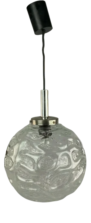 Space Age Ball Pendant Lamp in Glass, 1970s