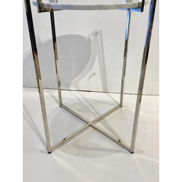 2010s Worlds Away Modern Nickel and Marble Abel Side Table For Sale - Image 5 of 6