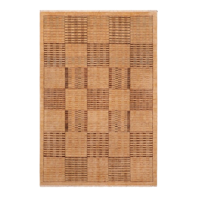 1990s 1990s Boho Chic Gabbeh Beige/Tan Wool Rug For Sale