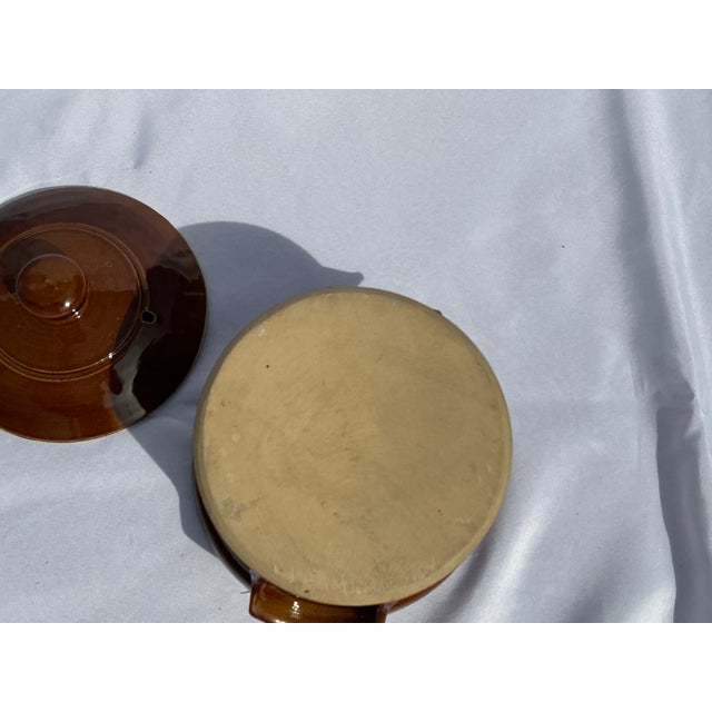 Ceramic 1970's Vintage Pearsons of Chesterfield Brown Glazed Stoneware Casserole Dish With Lid For Sale - Image 7 of 9