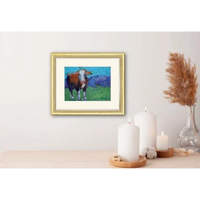 Modern Abstract Cow, Oil Painting Small For Sale - Image 4 of 8
