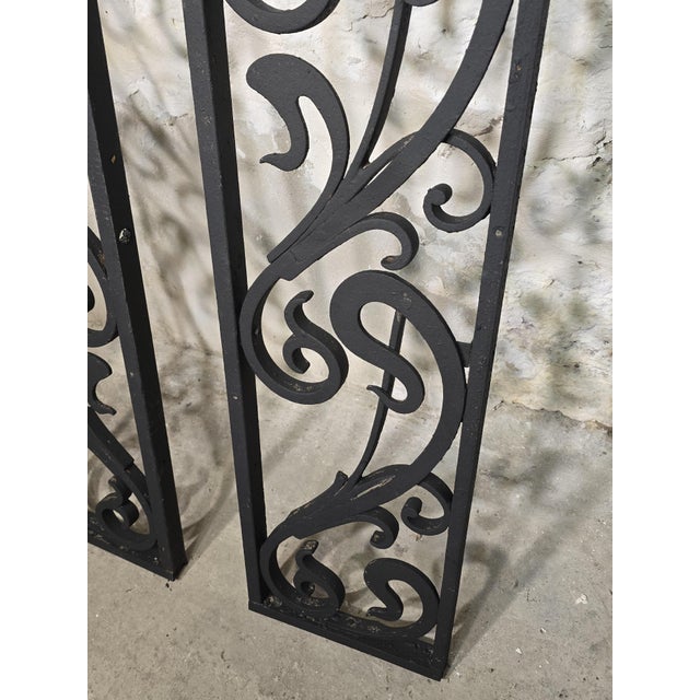 Black Vintage Art Deco Wrought Iron Gate Doors, 1920s, Set of 2 For Sale - Image 8 of 18
