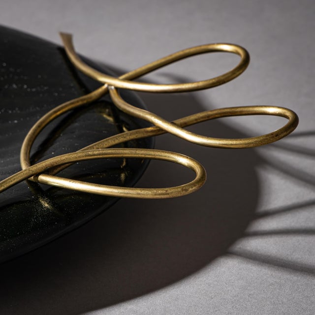 Mid-Century Modern Mid-20th Century Mid-Century Modern Centerpiece, Wood and Brass For Sale - Image 3 of 8