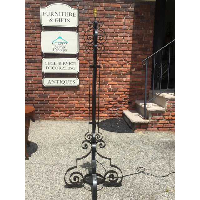 Antique Spanish Mission Style Iron Floor Lamp For Sale In New York - Image 6 of 7