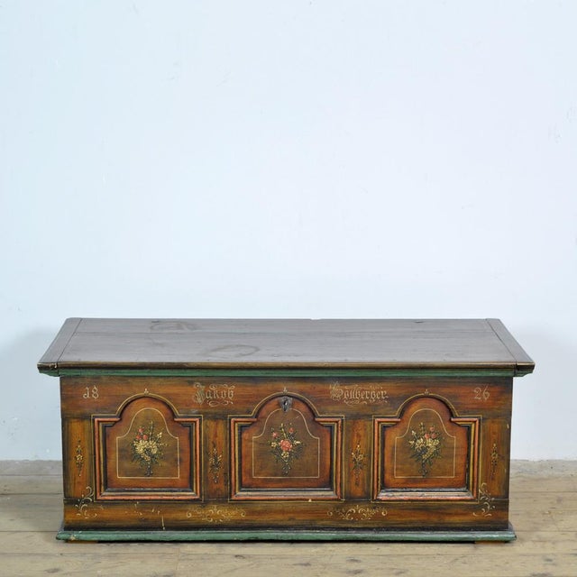 Folk Art Bridal Chest, 1826 For Sale - Image 3 of 18