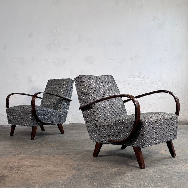 Black Type C Armchairs by Jindřich Halabala for Up Závody, 1930s, Set of 2 For Sale - Image 8 of 8