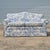 Antique Blue & White Toile De Jouy Camel Back Loveseat Rolled Arms Pleated Skirt For Sale - Image 11 of 16