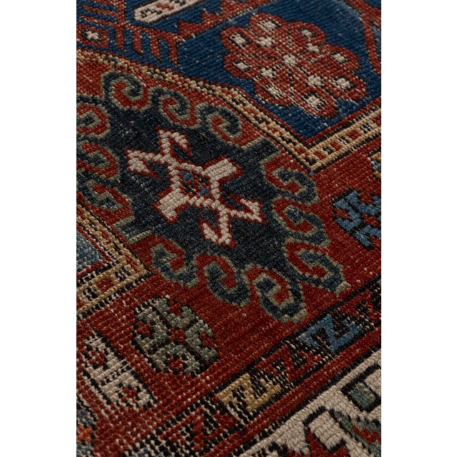 19th Century Antique Circa 1890 Red Lightly Distressed Caucasian Shirvan Hand Woven Rug 5'3 X 10' For Sale - Image 5 of 12