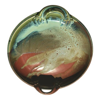 Mid-Century Studio Pottery Platter Signed Monique Dulos For Sale