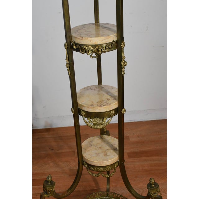French Antique Late 19th French XVI Marble Bronze Étagère / Pedestal Stand 4 Tiers For Sale - Image 3 of 18