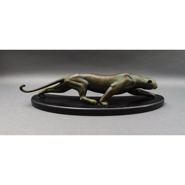 Mid 20th Century Georges Lavroff (Russian 1895-1961) Signed Bronze Panther Sculpture Slate Base For Sale - Image 5 of 9