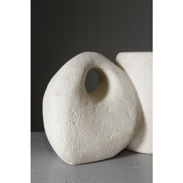 Mid-Century Modern Brutalist Carved Stone Lamp with Vase, 1970s For Sale - Image 6 of 13