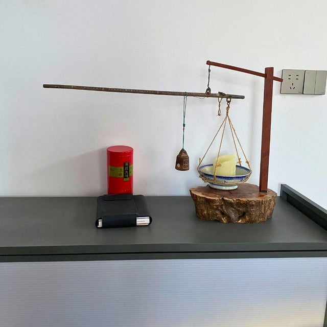 Chronometer of Light — Philosophical Sculptural Lamp With Antique Chinese Scale Beam For Sale - Image 4 of 9