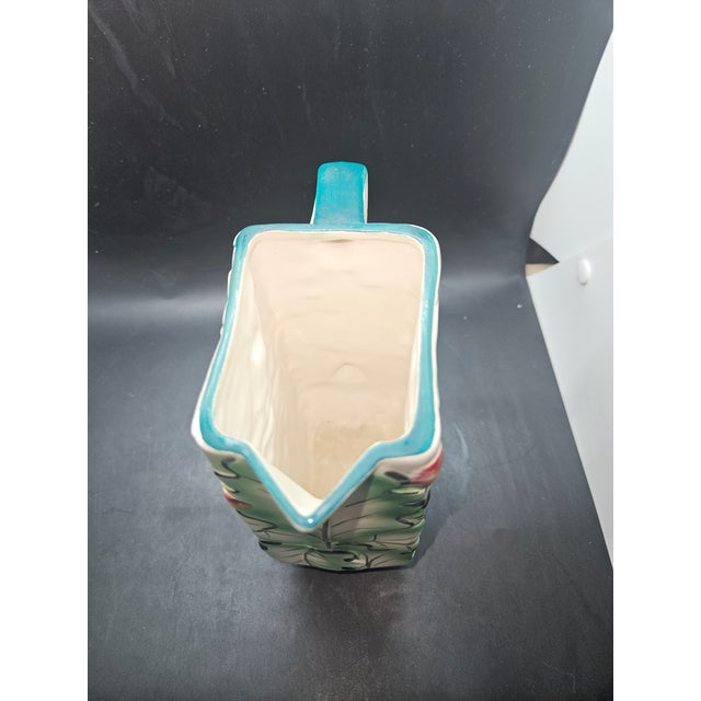 Mid-Century Modern Vintage 1960's Majolica Nature Inspired Pitcher For Sale - Image 3 of 6