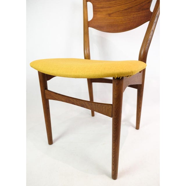 Danish Teak & Yellow Fabric Dining Chairs, 1960, Set of 4 For Sale - Image 13 of 17