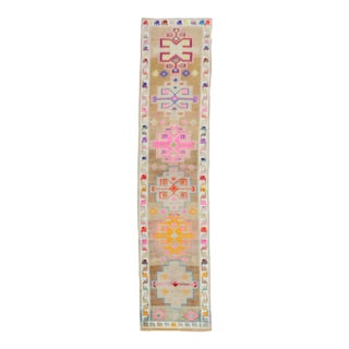 Vintage Colorful Turkish Runner - 2'8" x 12'7" For Sale