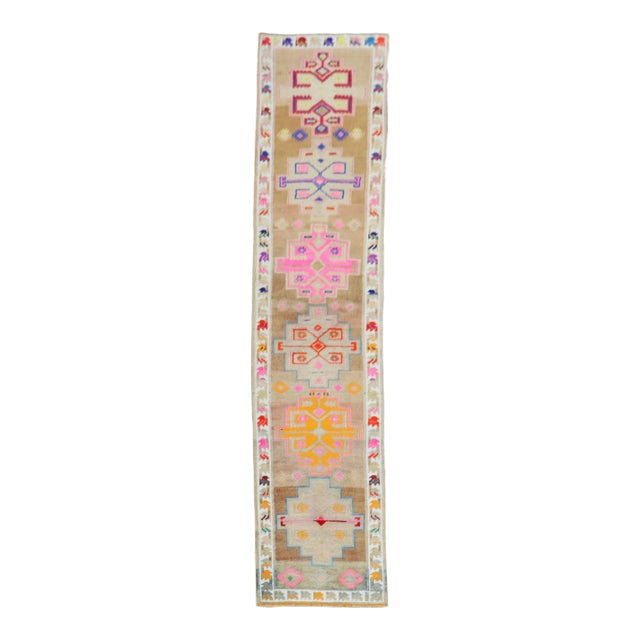 Vintage Colorful Turkish Runner - 2'8" x 12'7" For Sale