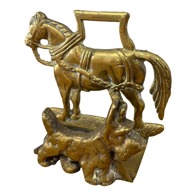 Vintage English Brass Horse and Dog Letter Rack For Sale