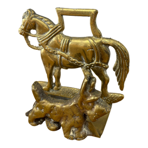 Vintage English Brass Horse and Dog Letter Rack