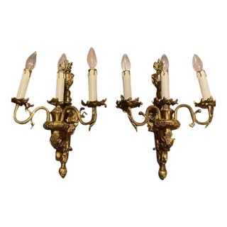 1920s Antique Bronze Sconces - a Pair For Sale