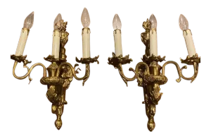 1920s Antique Bronze Sconces - a Pair