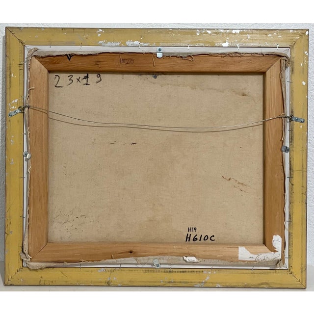 Mid 20th Century Hildegarde Hamilton, Oil Painting Harbor Scene with Naval Ships Sailors & Boats Hildegarde Hamilton For Sale - Image 5 of 5