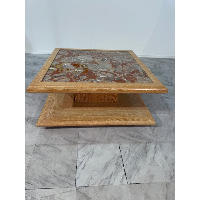 1970s Italian Coffee Table With Central Marble, 1970s For Sale - Image 5 of 8