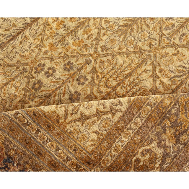 Textile Antique Persian Tabriz Brown Botanic Handmade Wool Rug For Sale - Image 7 of 7