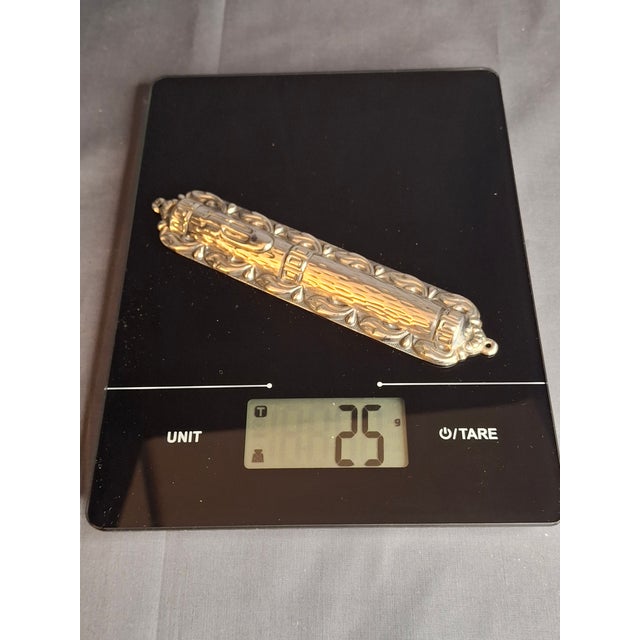 Sterling Silver 925 Repousse Mezuzah Case 6" Bark & Scrollwork For Sale - Image 13 of 13