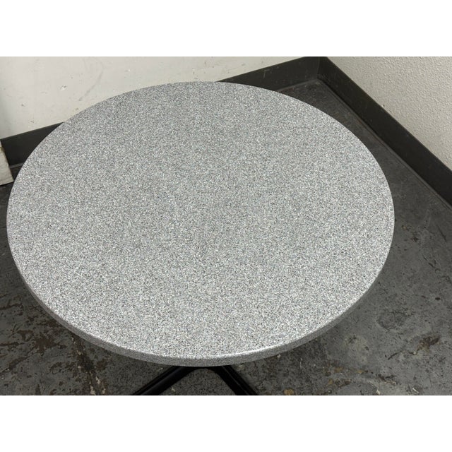 36in Circa 1980 Stone Composite Pedestal Dining Table For Sale - Image 4 of 12