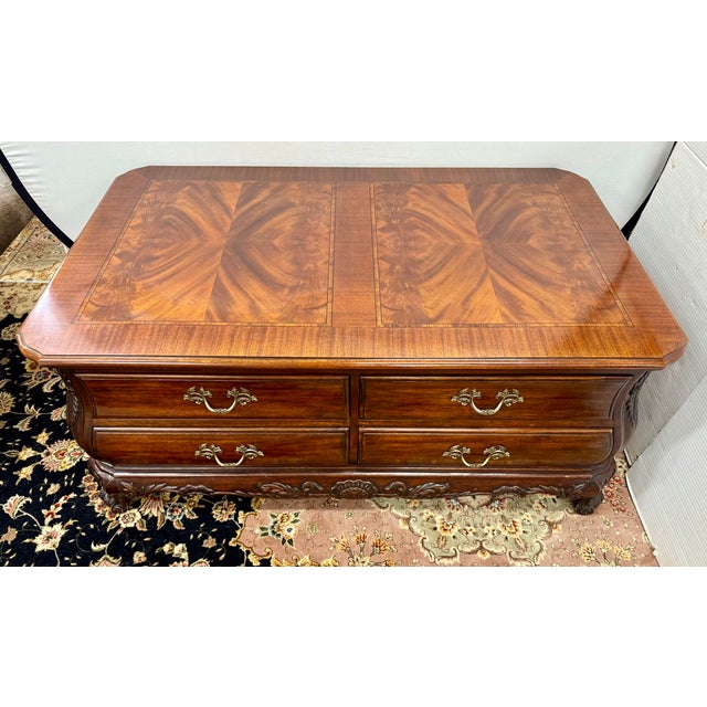 Traditional Councill Carved Mahogany Coffee Table With 8 Drawers For Sale - Image 3 of 7