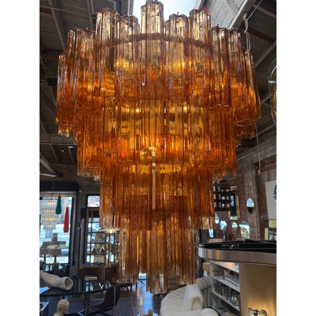 Vintage Amber Murano Tronchi Glass Chandelier, Italy, 1970s For Sale In Los Angeles - Image 6 of 7