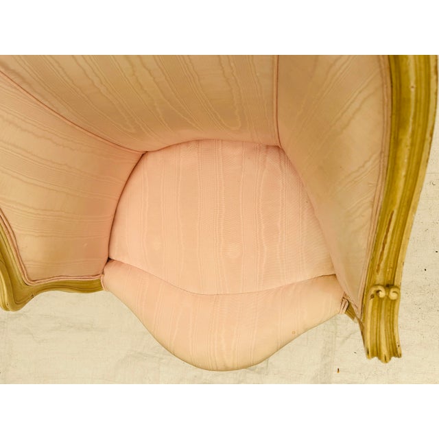 70's Vintage Louis XV Style French Corner Chair Soft Pink For Sale - Image 9 of 9