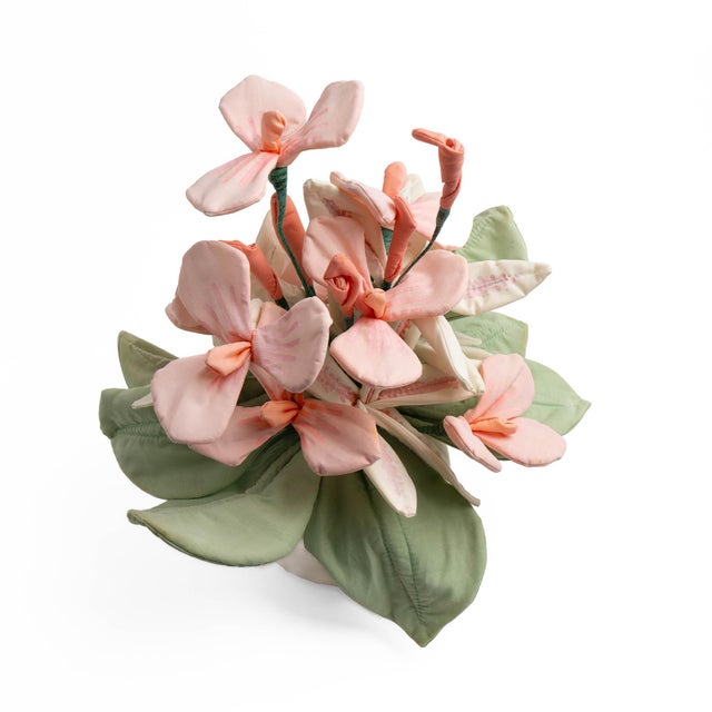 Vintage Handmade Fabric Flower Bouquet Arrangement For Sale - Image 11 of 13