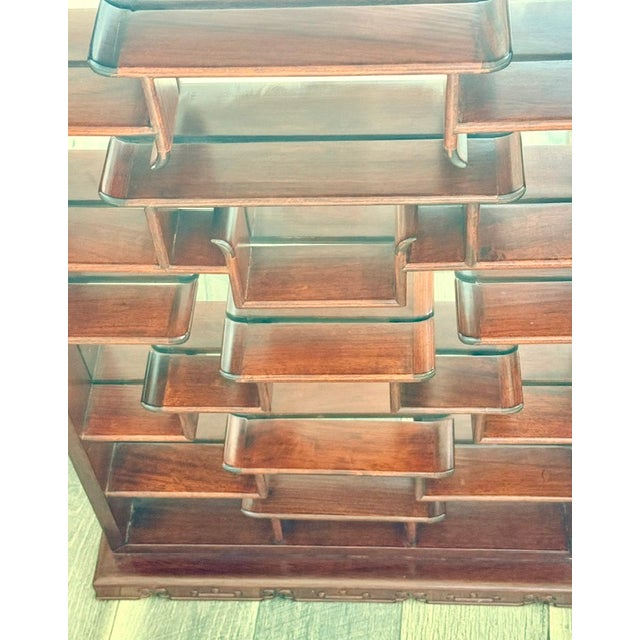 Vintage Chinese Solid Rosewood Oriental Wall Curio For Sale In Boston - Image 6 of 14
