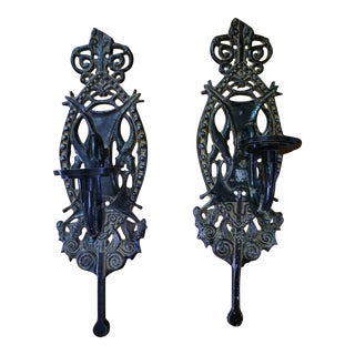 Gothic Candle Wall Sconces - a Pair For Sale