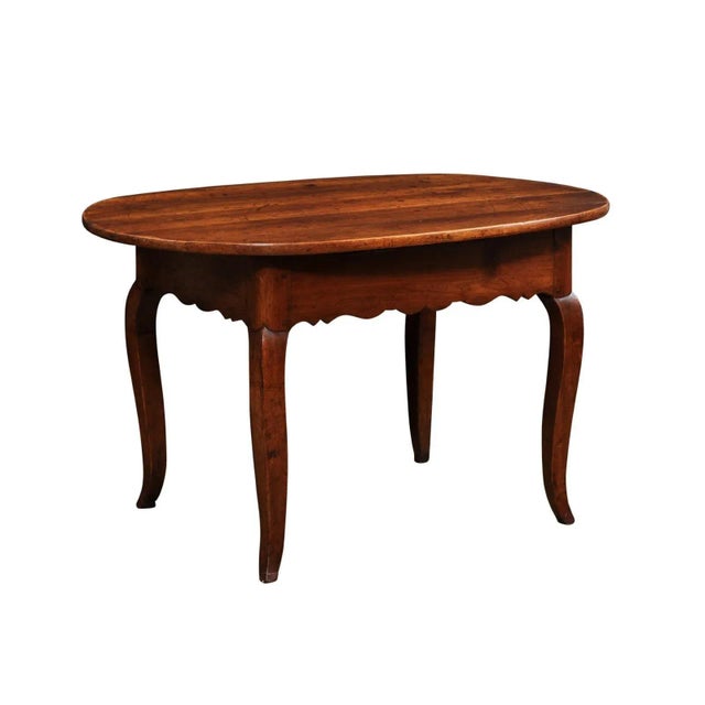 Early 19th Century French 1830s Louis XV Style Center Table with Cabriole Legs and Carved Apron For Sale - Image 5 of 13