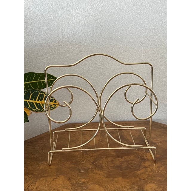 1930s Hollywood Regency Brass Magazine Rack For Sale In Phoenix - Image 6 of 7