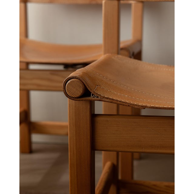 Vintage Kotka Safari Dining Chairs in Pine and Saddle Leather attributed to Tomas Jelinek for Ikea, 1980s, Set of 6 For Sale - Image 14 of 18