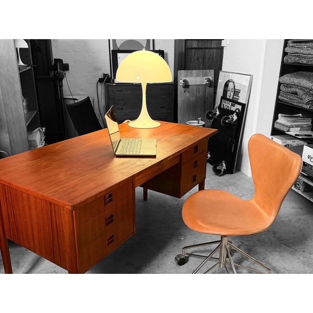 Brown Danish Freestanding Executive Desk For Sale - Image 8 of 13