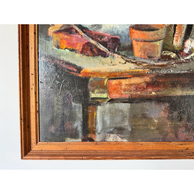Brown 1960s Vintage Turner Still Life Oil on Canvas Painting, Frame/ Sold For Sale - Image 8 of 12