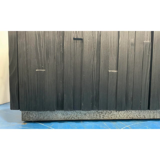 Modern Rustic Charred Black Finished Wood Door Chest For Sale - Image 4 of 7