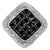 Black & White Diamond Vintage Cocktail Ring 14k White Gold, Size 6 For Sale
