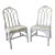 Vintage Boho Coastal White Washed Rattan Henry Link Cathedral Back Chippendale Chairs- Set of 2 For Sale