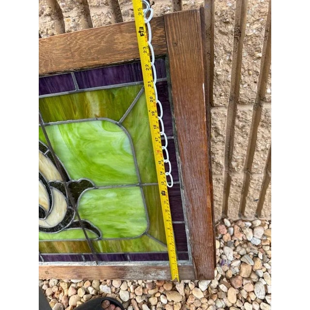 Antique Victorian Style Stained and Leaded Glass Transom Window For Sale - Image 12 of 12
