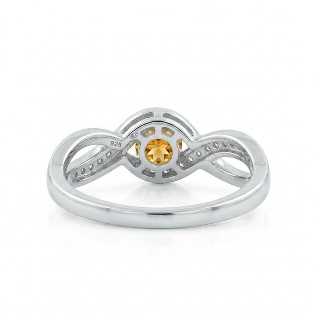 925 Sterling Silver Citrine Infinity Style Ring • Delicate Twist Band Ring for Women Us 7 For Sale - Image 6 of 6