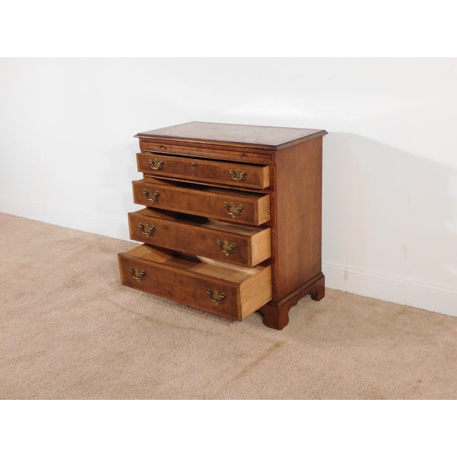 Wood Baker Furniture Burled Walnut W Inlay 4 Drawer Chest W Pullout Drink Slide For Sale - Image 7 of 14