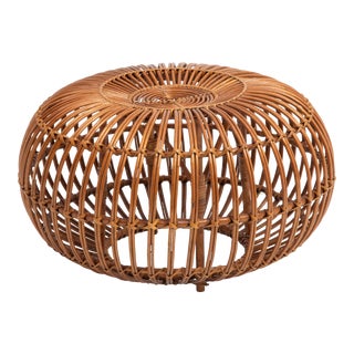 Vintage Franco Albini Rattan Pouf Ottoman Footstool Footrest Italy Mid Century 1960s For Sale